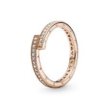 Anillo superpuesto brillante oro rosa PLATA 925