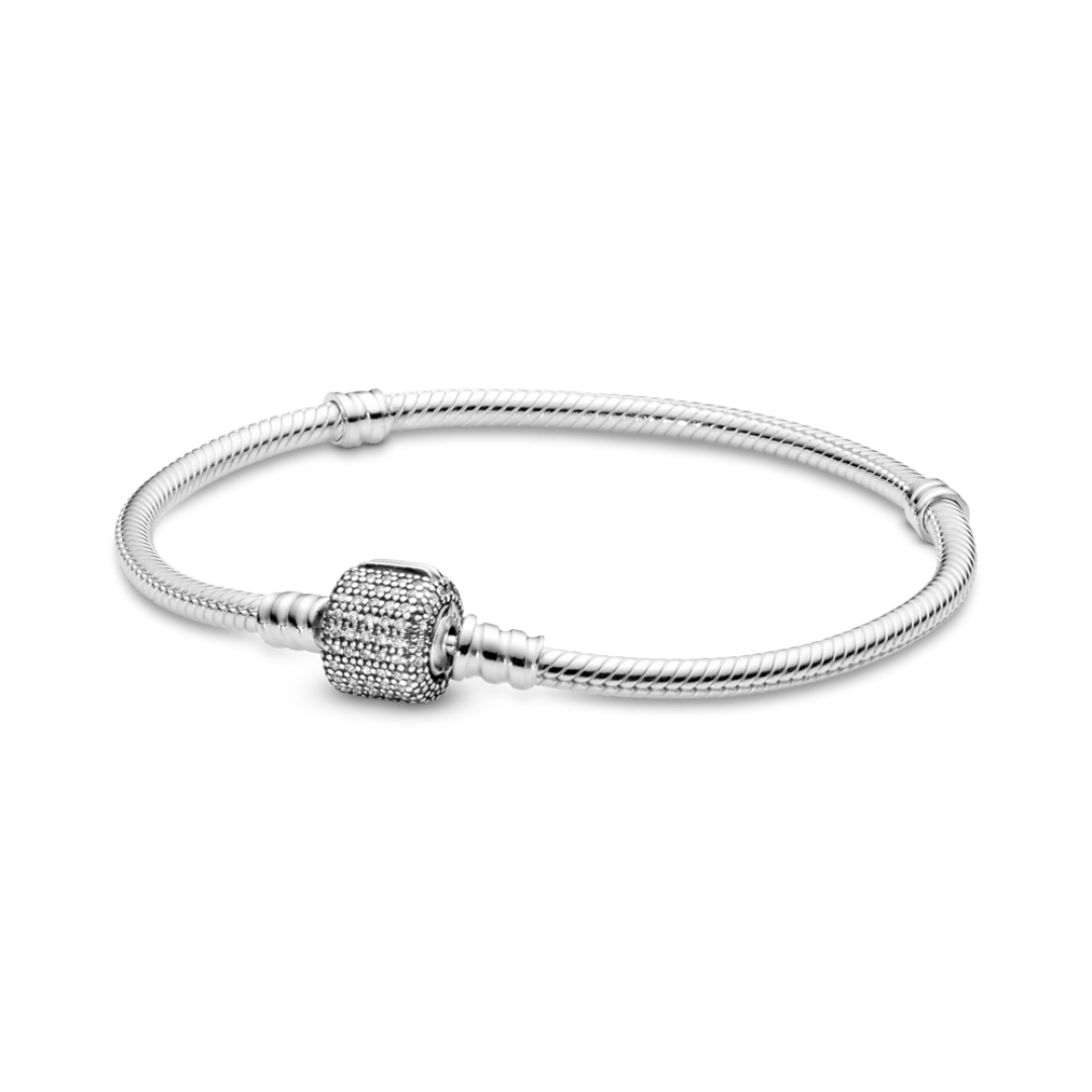 Brazalete Cadena de Serpiente con Broche de Pavé Centelleante