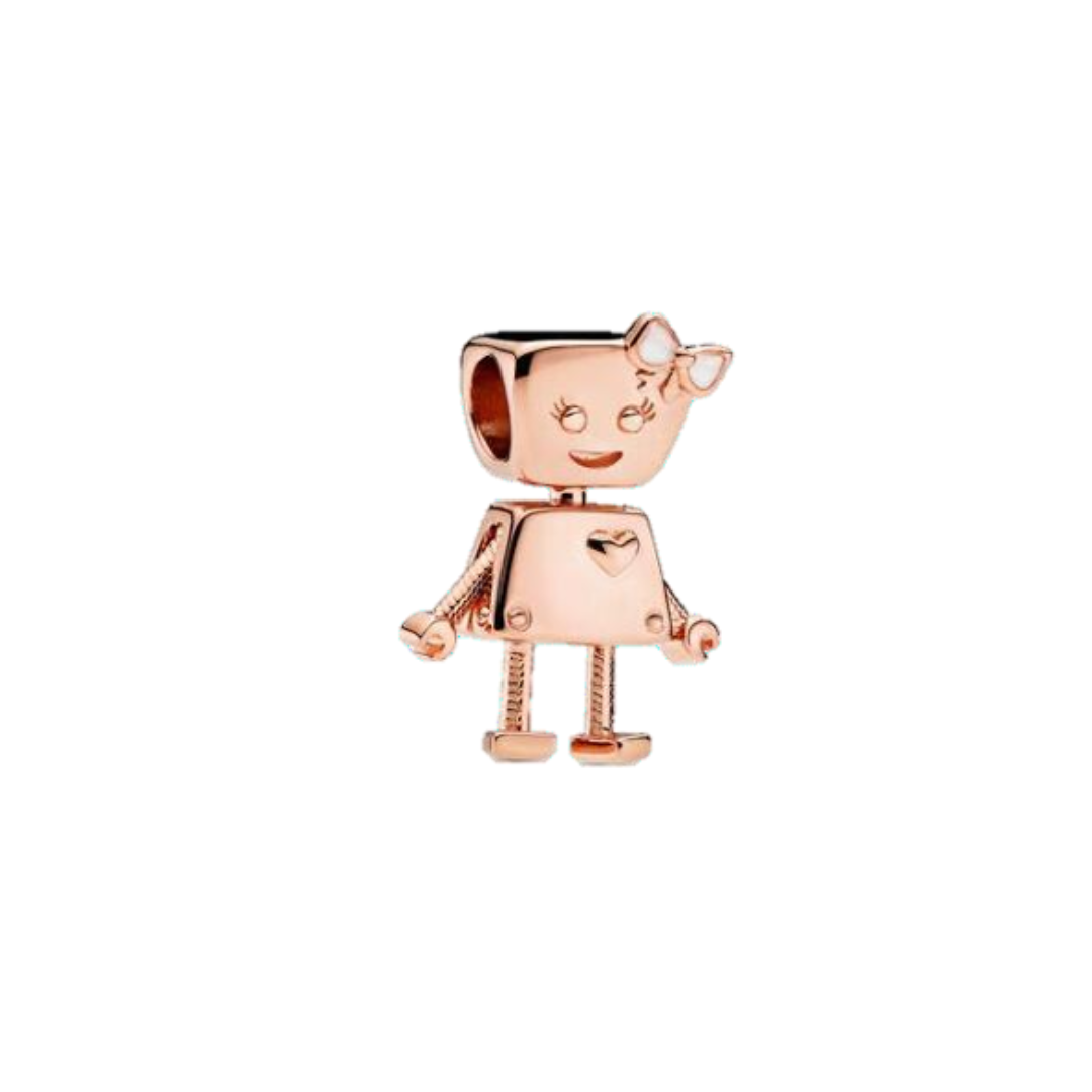 Charm Robot Niña Oro Rosa