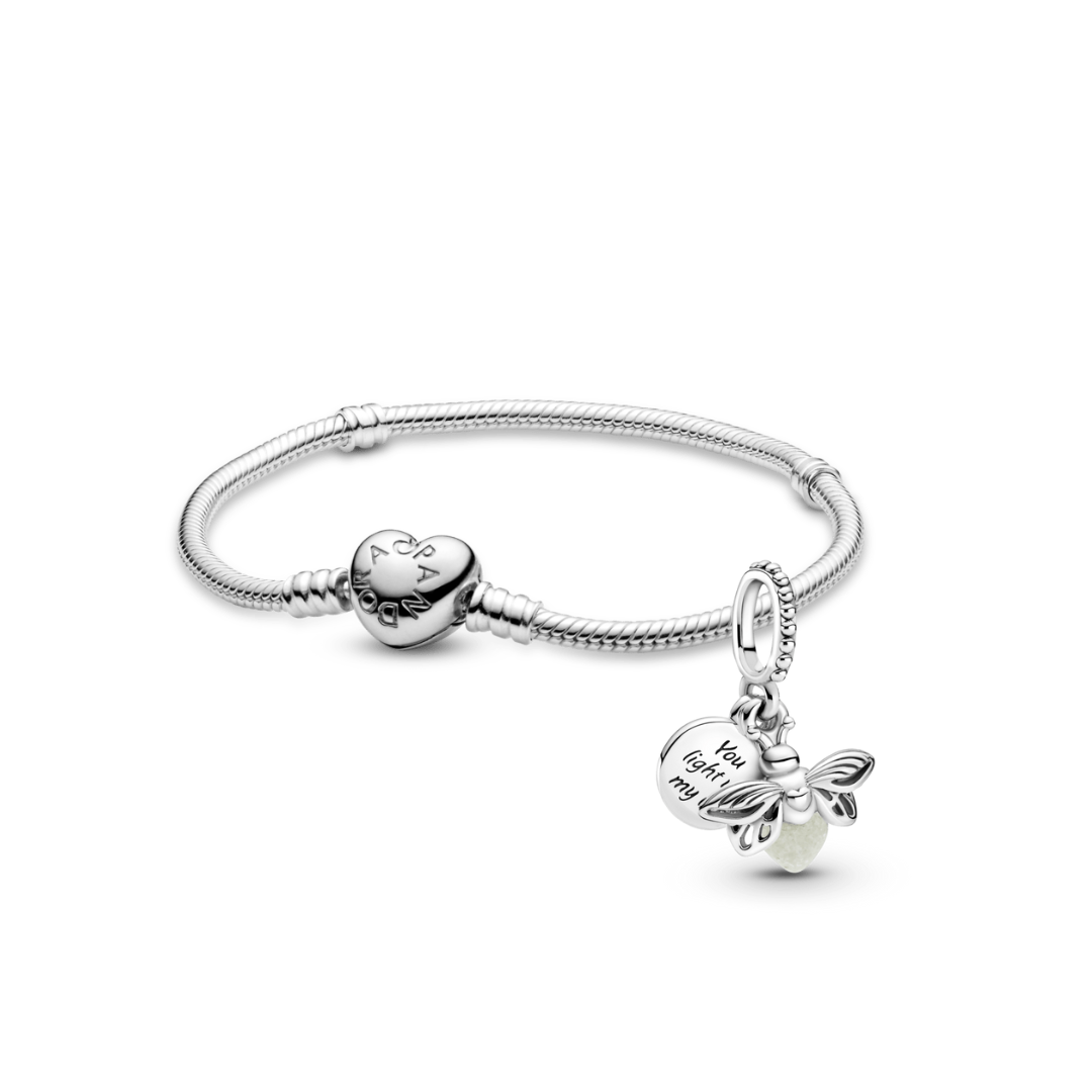 Brazalete Con Broche de Corazón + Charm Luciérnaga