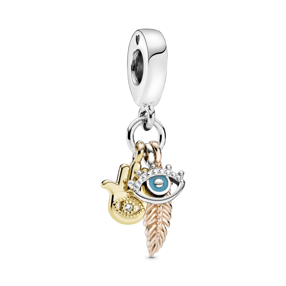 Charm Colgante Espiritualidad Jamsa, Ojo Que Todo Lo Ve y Pluma