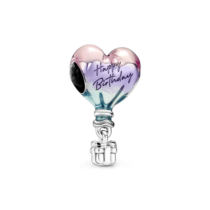 Brazalete Con Broche de Corazón + Charm Globo Feliz Cumpleaños