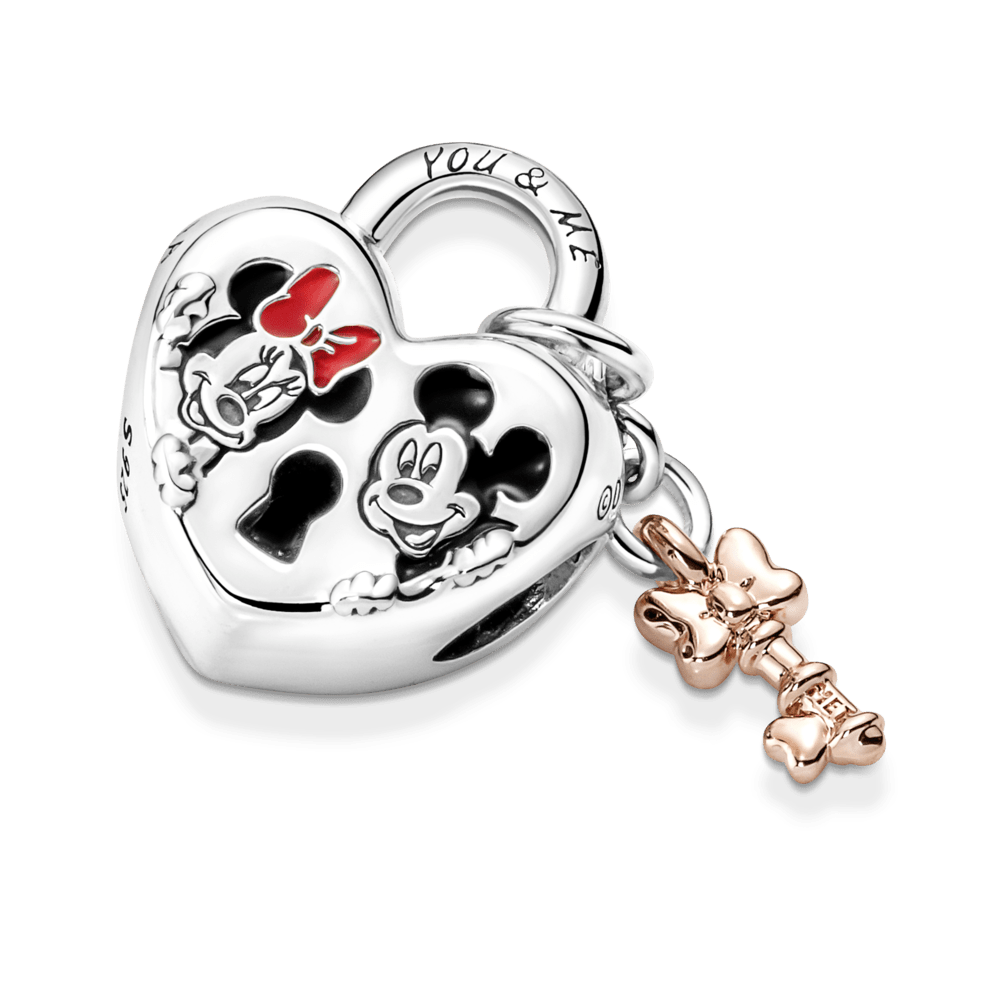 Charm Candado con Mickey Mouse y Minnie Mouse de Disney