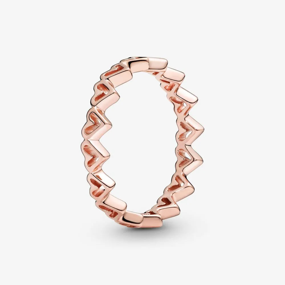 Anillo de corazones a mano alzada oro rosa PLATA 925